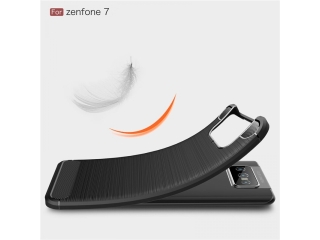 Asus Zenfone 7 / 7 Pro Carbon Gummi Hülle TPU Case blau