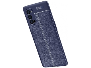 Oppo Reno4 Pro 5G Leder Design Gummi Hülle TPU Cover blau