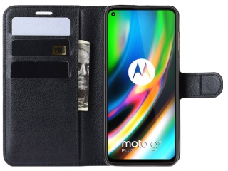 Motorola Moto G9 Plus Lederhülle Portemonnaie Karten Etui schwarz