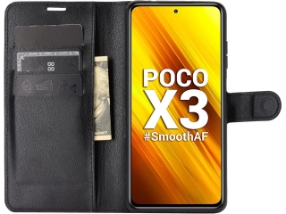 Xiaomi Poco X3 Lederhülle Portemonnaie Karten Etui schwarz