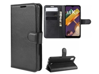 LG K22 Lederhülle Portemonnaie Karten Etui schwarz