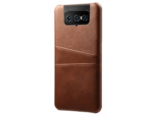CardCaddy Asus Zenfone 7 / 7 Pro Leder Backcase mit Kartenfächern braun