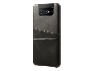 CardCaddy Asus Zenfone 7 / 7 Pro Leder Backcase mit Kartenfächern schwarz
