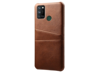CardCaddy Oppo A52 / A72 Leder Backcase mit Kartenfächern braun