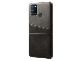 CardCaddy Oppo A52 / A72 Leder Backcase mit Kartenfächern schwarz