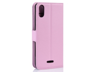 Wiko Y80 Lederhülle Portemonnaie Karten Etui rosa