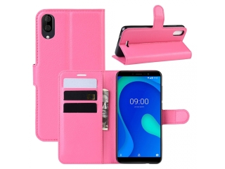 Wiko Y80 Lederhülle Portemonnaie Karten Etui pink