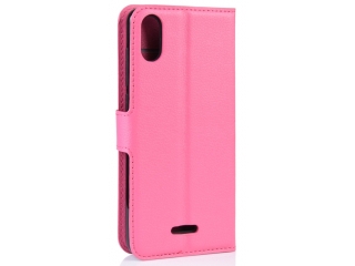 Wiko Y80 Lederhülle Portemonnaie Karten Etui pink