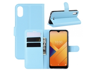 Wiko Y81 Lederhülle Portemonnaie Karten Etui hellblau