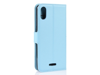 Wiko Y81 Lederhülle Portemonnaie Karten Etui hellblau
