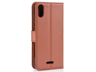 Wiko Y81 Lederhülle Portemonnaie Karten Etui braun