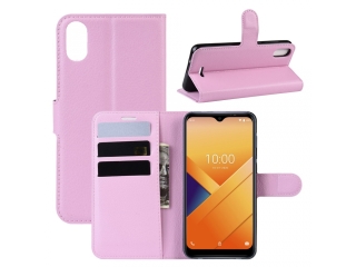 Wiko Y81 Lederhülle Portemonnaie Karten Etui rosa