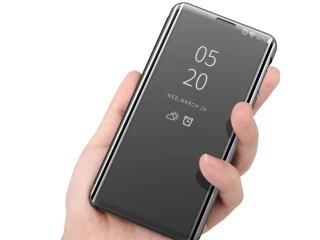 Apple iPhone 12 Flip Cover Clear View Case transparent schwarz