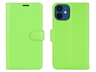 Apple iPhone 12 Lederhülle Portemonnaie Karten Etui hellgrün