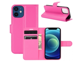 Apple iPhone 12 Lederhülle Portemonnaie Karten Etui pink