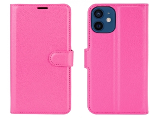 Apple iPhone 12 Lederhülle Portemonnaie Karten Etui pink