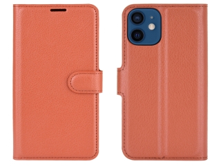 Apple iPhone 12 Lederhülle Portemonnaie Karten Etui braun