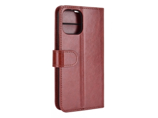 Apple iPhone 12 Hülle Portemonnaie Ledertasche dunkelbraun schwarz