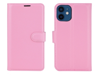 Apple iPhone 12 mini Lederhülle Portemonnaie Karten Etui rosa