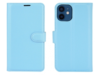 Apple iPhone 12 Lederhülle Portemonnaie Karten Etui hellblau