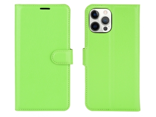 Apple iPhone 12 Pro Lederhülle Portemonnaie Karten Etui hellgrün