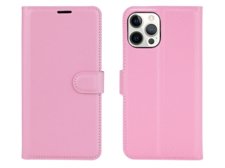 Apple iPhone 12 Pro Lederhülle Portemonnaie Karten Etui rosa