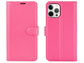 Apple iPhone 12 Pro Lederhülle Portemonnaie Karten Etui pink