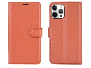 Apple iPhone 12 Pro Lederhülle Portemonnaie Karten Etui braun