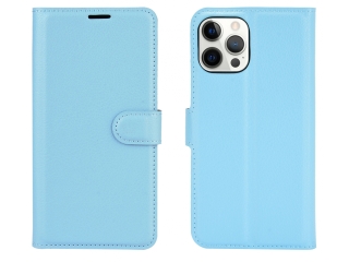 Apple iPhone 12 Pro Lederhülle Portemonnaie Karten Etui hellblau