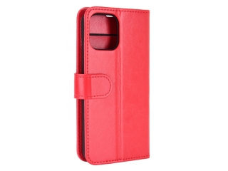 Apple iPhone 12 Pro Hülle Portemonnaie Ledertasche rot glanz
