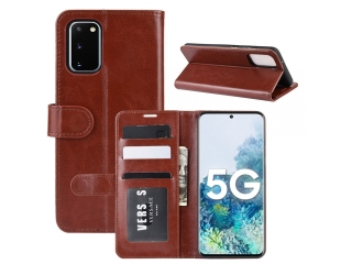 Samsung Galaxy S20 FE Hülle Portemonnaie Ledertasche braun glanz