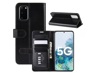 Samsung Galaxy S20 FE Hülle Portemonnaie Ledertasche schwarz glanz