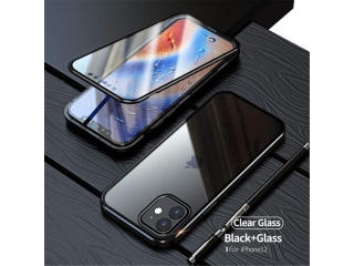 Apple iPhone 12 Pro Alu Magnetic Glass Case Panzerglas Vorne & Hinten schwarz