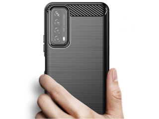 Huawei P Smart 2021 Carbon Gummi Hülle TPU Case schwarz