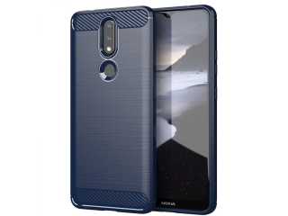 Nokia 2.4 Carbon Gummi Hülle TPU Case blau