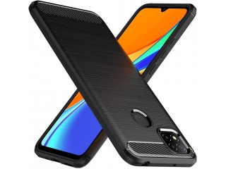 Xiaomi Redmi 9C Carbon Gummi Hülle TPU Case schwarz
