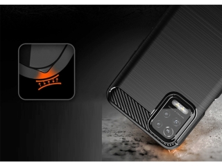 LG K42 Carbon Gummi Hülle TPU Case schwarz