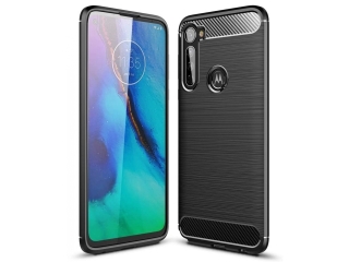 Motorola One Fusion+ Carbon Gummi Hülle TPU Case schwarz