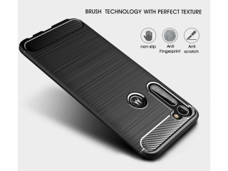 Motorola One Fusion+ Carbon Gummi Hülle TPU Case schwarz