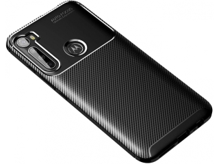 Motorola One Fusion+ Carbon Design Hülle TPU Case flexibel schwarz