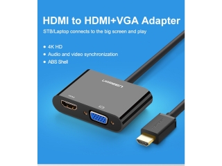 UGREEN HDMI auf HDMI / VGA Adapter mit Audio 3.5mm - schwarz