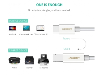 UGREEN USB-C Drucker Kabel 2 Meter für Anschluss an USB Typ B