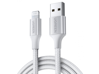 UGREEN iPhone Lightning USB Ladekabel Nylon Alu MFi 1.5 Meter silber