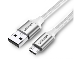 UGREEN Stabiles MicroUSB Ladekabel USB Datenkabel Nylon Alu 1m weiss