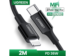 UGREEN Lightning USB-C Kabel PD Fast Charging MFi 2 Meter schwarz