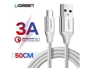 UGREEN USB-C Kurzes Ladekabel QC3.0 Fast Charge 0.5 Meter Nylon weiss