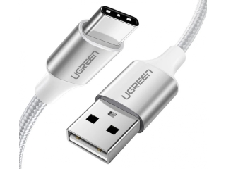 UGREEN USB-C Ladekabel QC3.0 Fast Charging 1 Meter Nylon Alu weiss