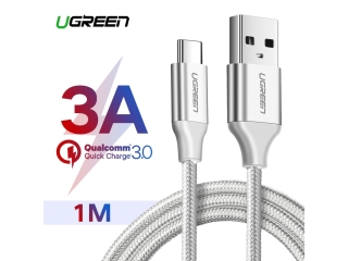 UGREEN USB-C Ladekabel QC3.0 Fast Charging 1 Meter Nylon Alu weiss