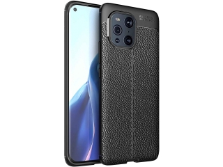 Oppo Find X3 Pro Leder Design Gummi Hülle TPU Cover schwarz