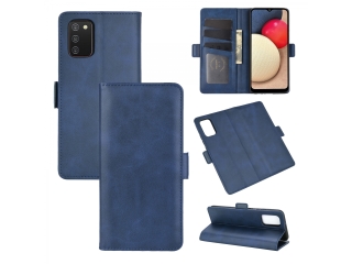 Samsung Galaxy A02s Leder Hülle Karten Ledertasche dunkelblau